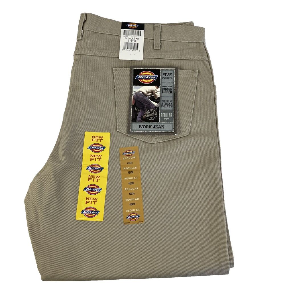 New Mens Dickies Work Jeans Pants Sz 42x30 NWT Khaki